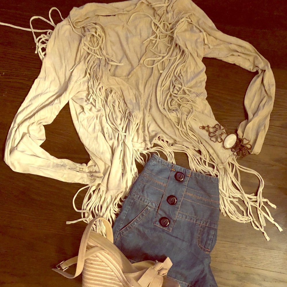 T Party Fringe Fly Away Cardigan